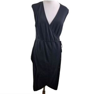 NWT A New Day Black Wrap Dress 4X Asymmetrical Midi Belted Holiday Party LBD